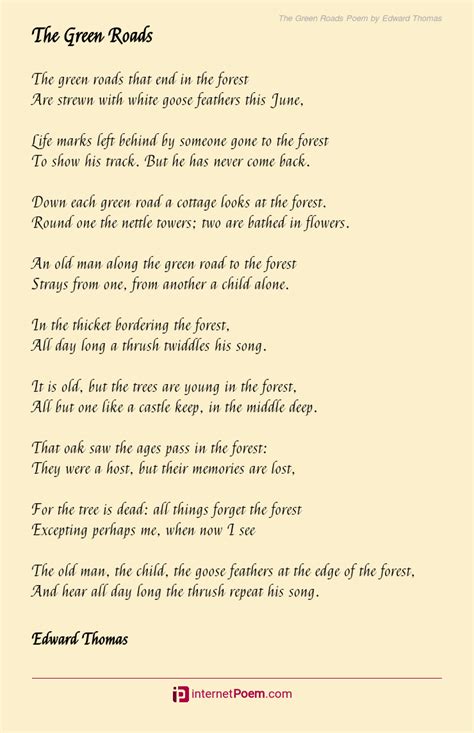 The Green Roads Poem by Edward Thomas