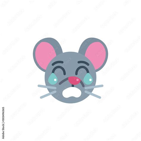 Crying mouse face emoji flat icon, vector sign, Loudly crying rat ...