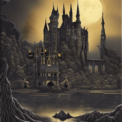 Gothic Castle at Night · Creative Fabrica