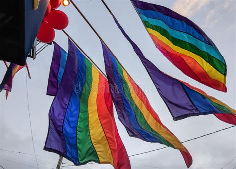 Castro District Rainbow Colored Flag, San Francisco, California Stock ...