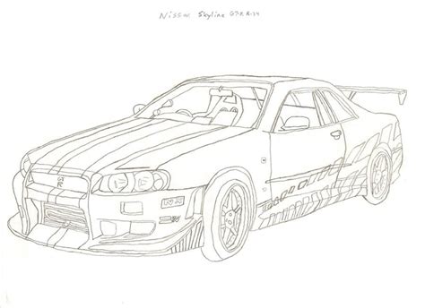 Nissan Skyline Drawing #6 | Skyline drawing, Nissan skyline, Nissan gtr ...