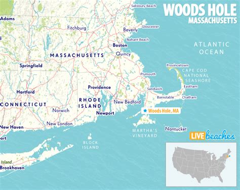 Map of Woods Hole, Massachusetts - Live Beaches