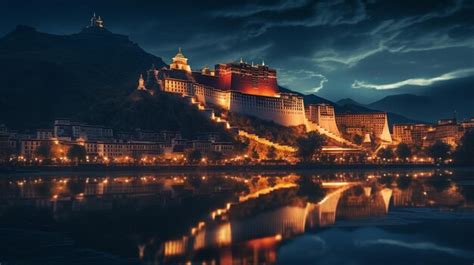 Premium AI Image | Night view of Potala Palace