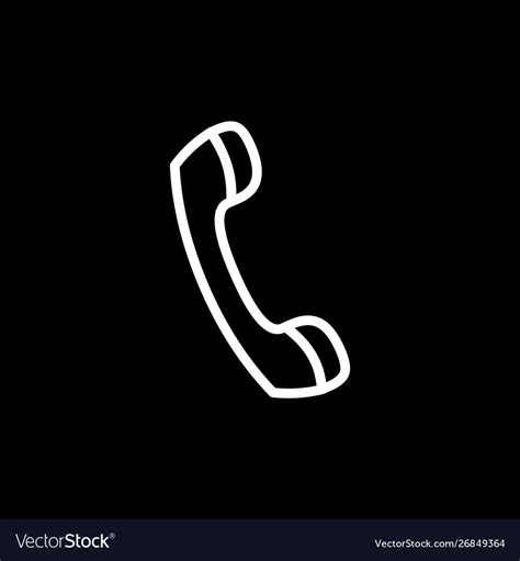 Telephone receiver line icon on black background Vector Image