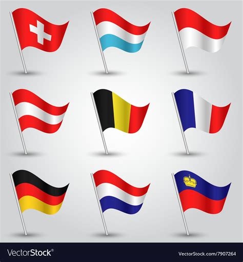 Set of flags countries of western europe Vector Image