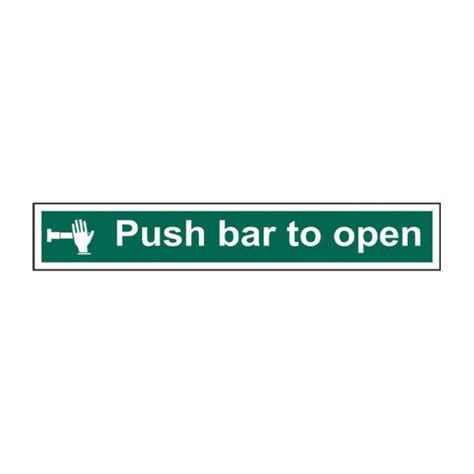 Centurion - 'Push Bar To Open' Sign, Self-Adhesive Vinyl (300mm x 100mm)