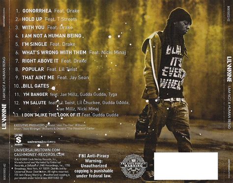 Carátula Trasera de Lil Wayne - I Am Not A Human Being - Portada