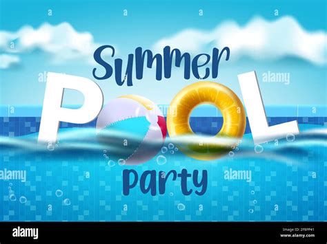 Summer pool party vector banner design. Summer pool party text in ...