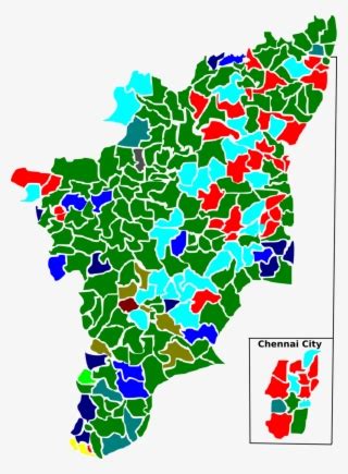 2011 Tamil Nadu Legislative Election Map By Parties - Tamilnadu Assembly Map Transparent PNG ...