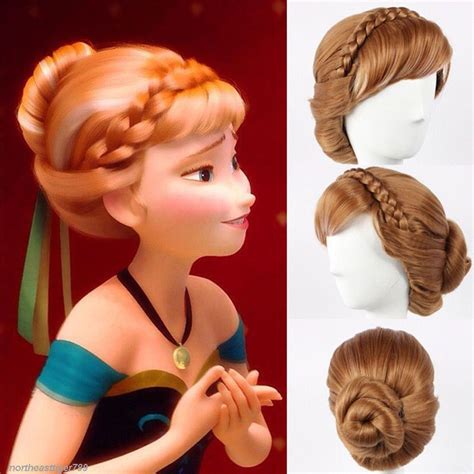 Wigs Frozen Snow Princess Anna Coronation Cosplay Party Updo Synthetic ...