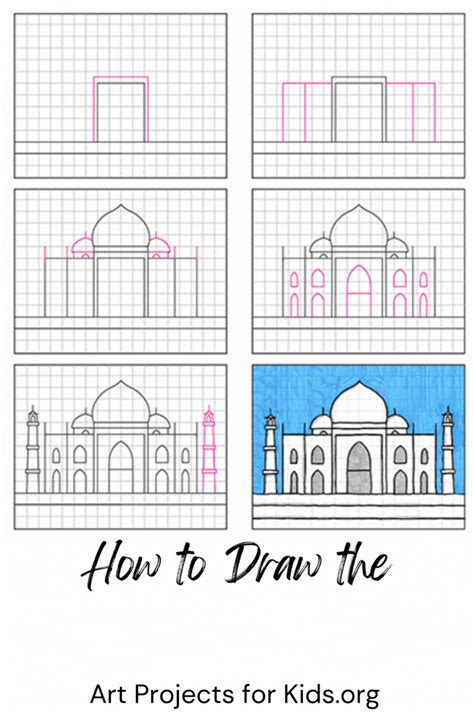 Easy How to Draw the Taj Mahal Tutorial and Taj Mahal Coloring Pa in 2022 | Easy drawings for ...