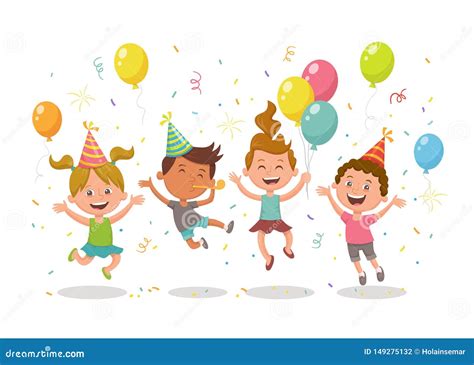 Kids Party With Balloons Background Cartoon Vector | CartoonDealer.com ...