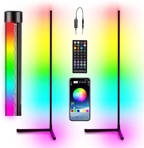 Hitish Corner Floor Lamp 2 Pack, 62.2” RGB Color Changing Mood Lighting Corner LED with ...