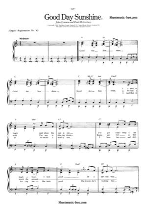 Good Day Sunshine - The Beatles Free Piano Sheet Music PDF