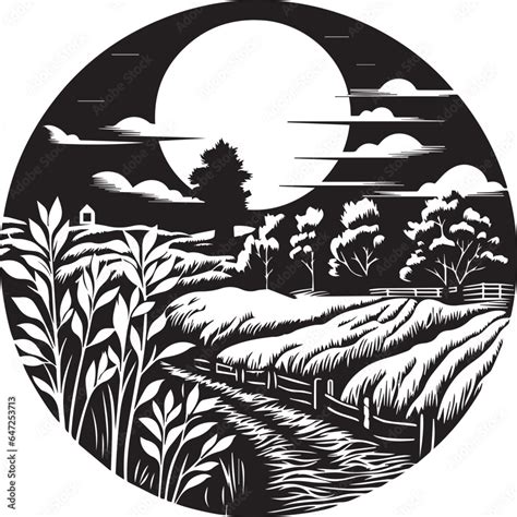 Harvest Moon Black And White, Vector Template for Cutting and Printing ...