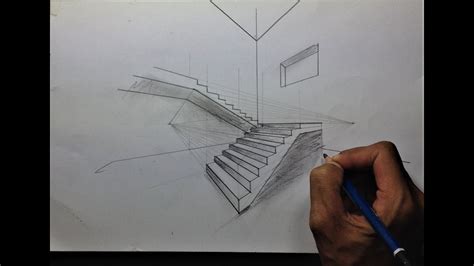 How To Draw Stairs In Two Point Perspective #2 - YouTube