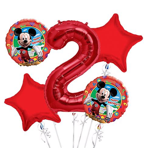 Mickey Mouse Balloon Bouquet 2nd Birthday 5 pcs - Party SuppliesBalloons sold without Helium. By ...