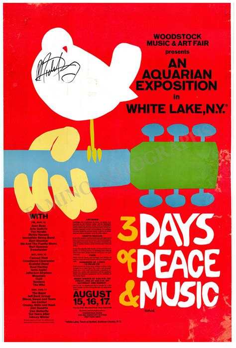 Woodstock Festival Original 1969 Poster Signed – Tamino