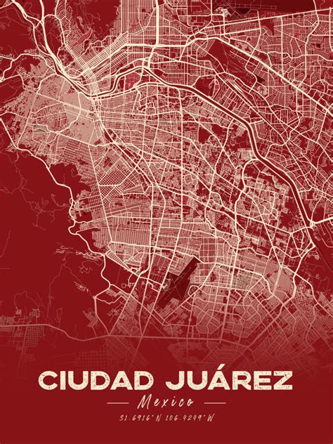 Ciudad Juarez Map Cartel Style Print - Winter Museo