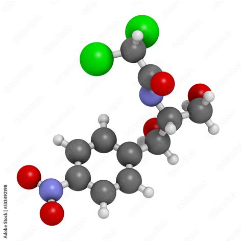 Chloramphenicol antibiotic drug, chemical structure. Stock Illustration ...