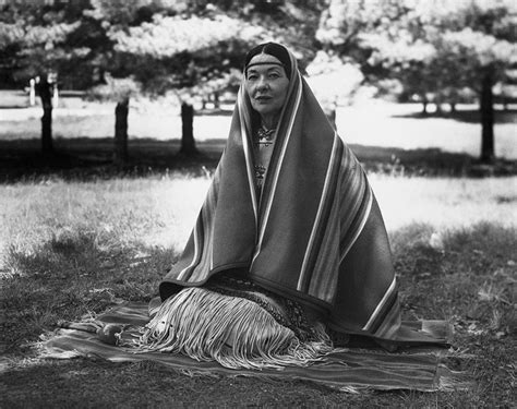 Te Ata seated on a blanket | Nash Library