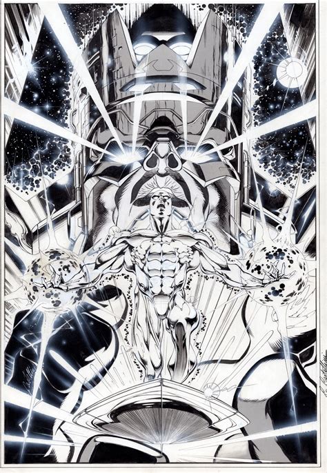 Silver Surfer & Galactus by Claudio Castellini | Silver surfer, Silver ...