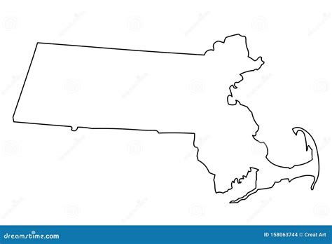 Massachusetts Outline Map State Shape USA America Borders Cartoon Vector | CartoonDealer.com ...