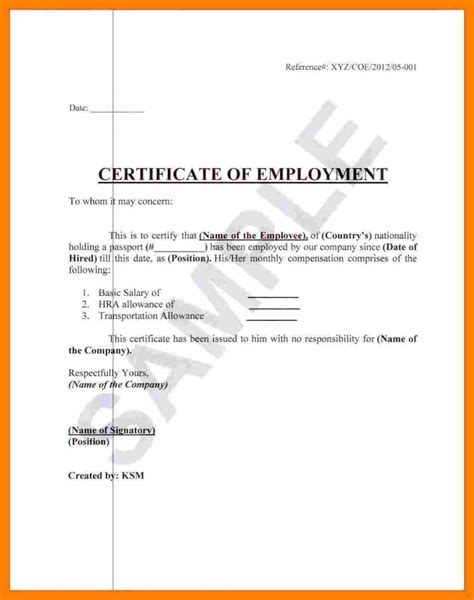 Employee Certificate Of Service Template – Sample.gelorailmu.com