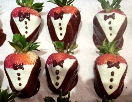 chocolate covered tuxedo strawberries....always wanted to do this along with bride ones Tuxedo ...