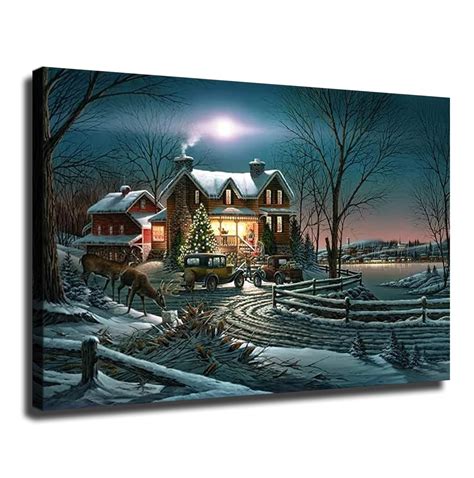 Amazon.com: ButxeT Terry Redlin Winter Wonderland Canvas Decorative ...