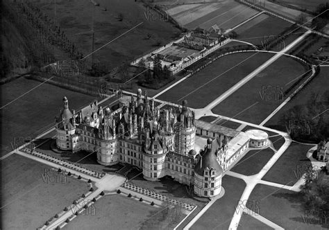 Aerial view of the royal Château de Chambord (France).