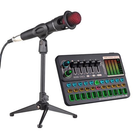 Muslady SK500 Portable Live Sound Card Voice Changer Device Audio Mixer Kit with Microphone Mic ...