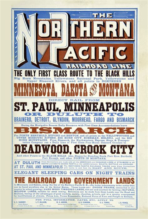 Northern Pacific Railroad Poster 1877 Poster | Northern minnesota ...