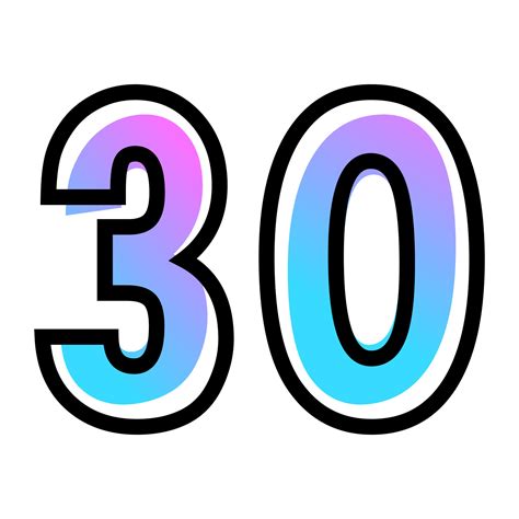 Vector number 30 with blue-purple gradient color and black outline 12744749 Vector Art at Vecteezy