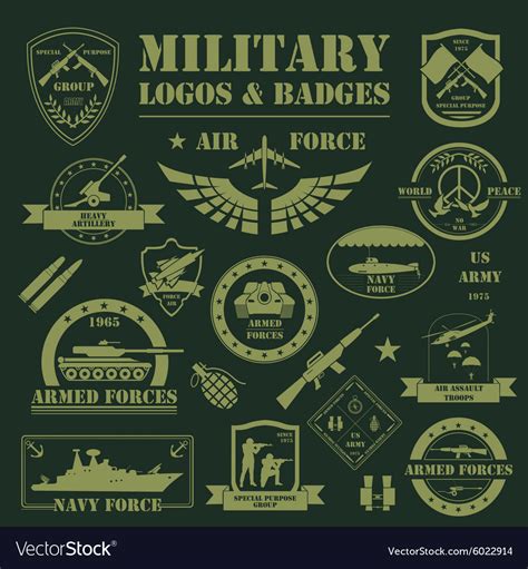 Military and armored vehicles logos and badges Vector Image