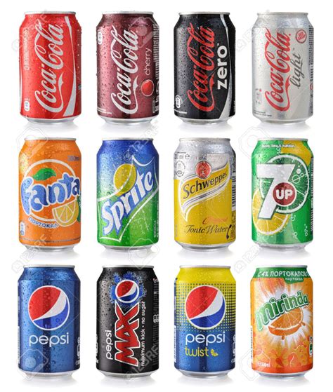 SOFIA, BULGARIA - MAY 23, 2014 Collection of various brands of soda ...