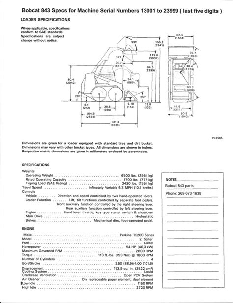 Bobcat 843 Specs