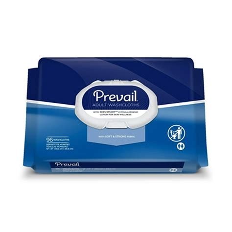 Prevail Washcloth Wipe, 8"x12", Soft Pack, Vitamin E/Aloe, 96 Pack, WW-720 - Case of 576 ...