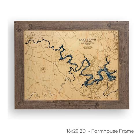 Lake Travis Map | Wooden Maps | thirtyAXIS