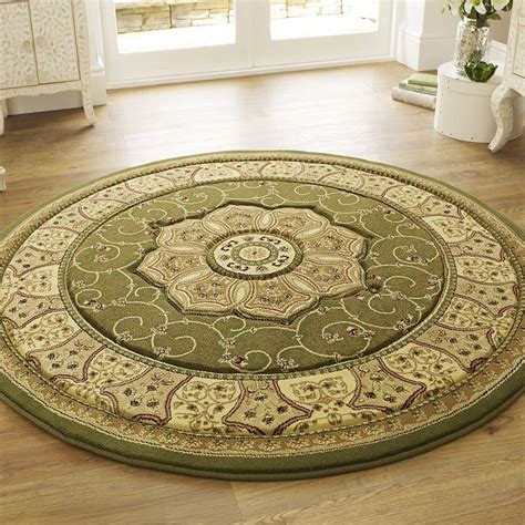 Heritage Round Rug Green 4400 Traditional Round Rugs Only £99.99