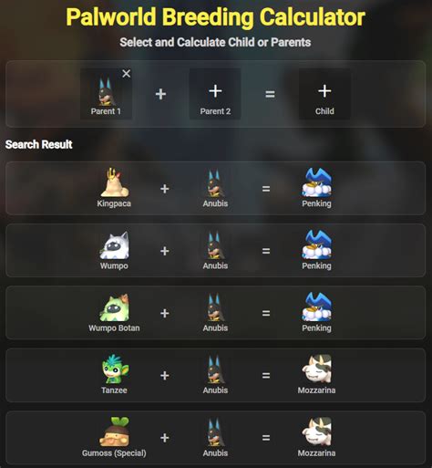 Palworld Pal Breeding Calculator - PalworldWiki