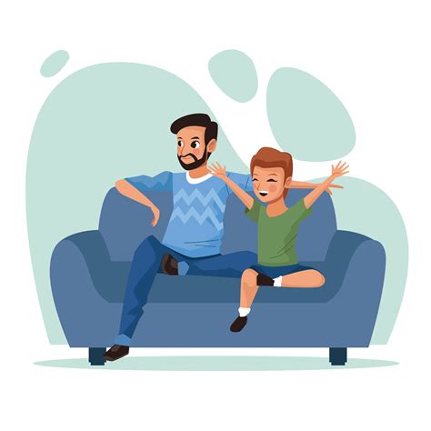 father and son staying at home 1981799 Vector Art at Vecteezy