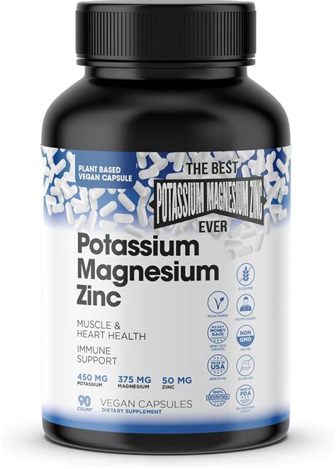 Amazon.com: Magnesium Potassium Supplements w/Zinc - 90 Capsules ...