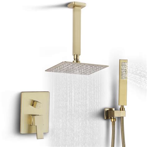 Buy Dr Faucet Rain Shower Ceiling Mount Bathroom Rainfall Shower Head System with Handle Rough ...