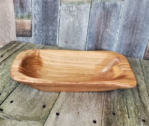 Hand carved wooden dough bowl / Rustic handmade wooden fruit | Etsy