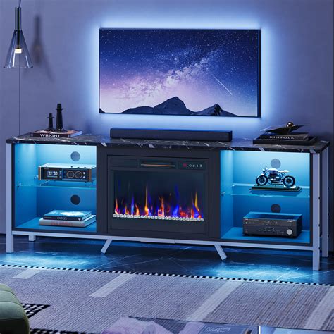 Bestier 70" Electric Fireplace TV Stand for TVs up to 80" LED Entertainment center with 23 ...