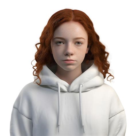 Unique 3D Rendering of a Redhead Girl in a White Hoodie - Free PSD Templates | IMGPANDA - A Free ...