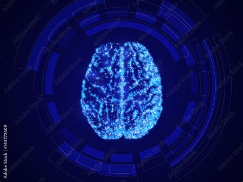 Blue Technology Background. Abstract Human Brain. Vector Illustration ...