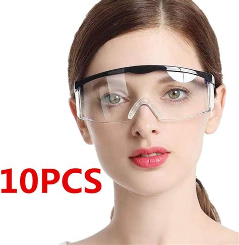 5PCS Safety Protective Goggles Crystal Clear Eye Protection,Dust-Proof Breathable Laboratory ...