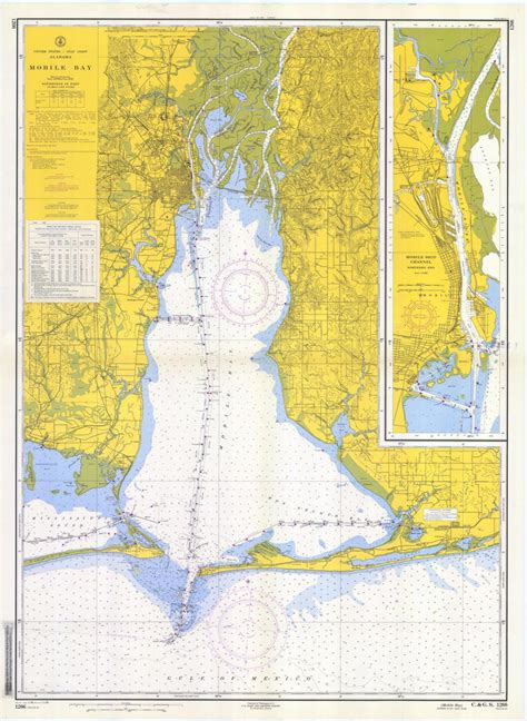 Mobile Bay Map Alabama Historical Chart 1958 Nautical Chart Print - Etsy